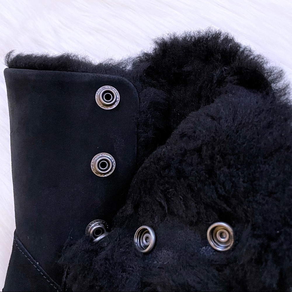 UGG Women’s Bailey Snaps Black Suede Boots - Picture 8 of 10